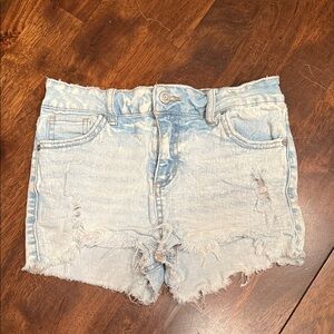 RSQ Light Blue Acid Washed Distressed High Rise Jean Shorts - 12